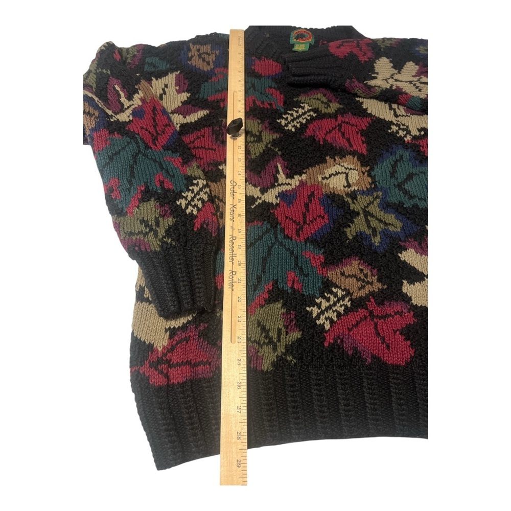 Vintage Boston Traders Fall Leaf Sweater XL Chunky Knit 90s Grandpa Pullover RD1 - Picture 5 of 5